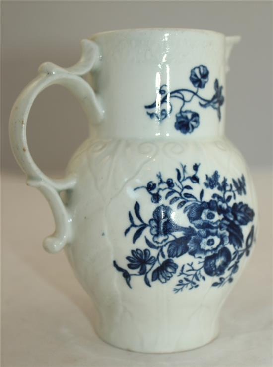 A Worcester leaf moulded mask jug, c.1770, 14.5cm